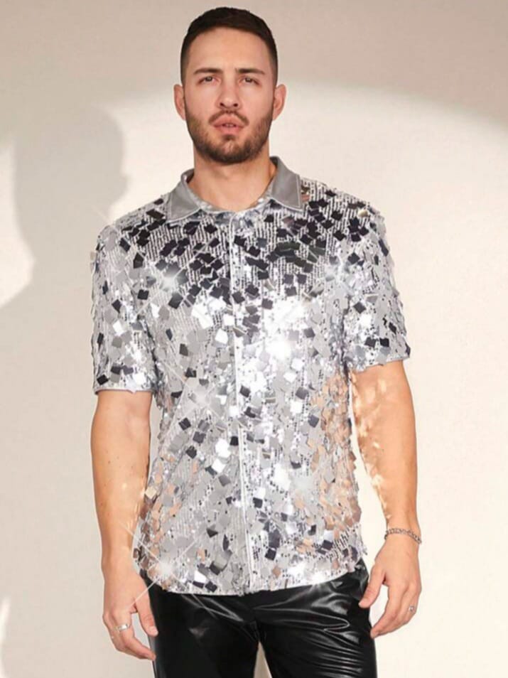 Bonga Boys Men's Sequins Knitted Casual Shirt